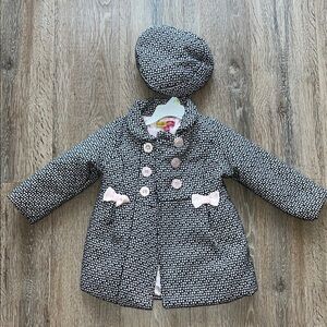 Penelope Mack Black and White Checkered Coat with Pink Accents